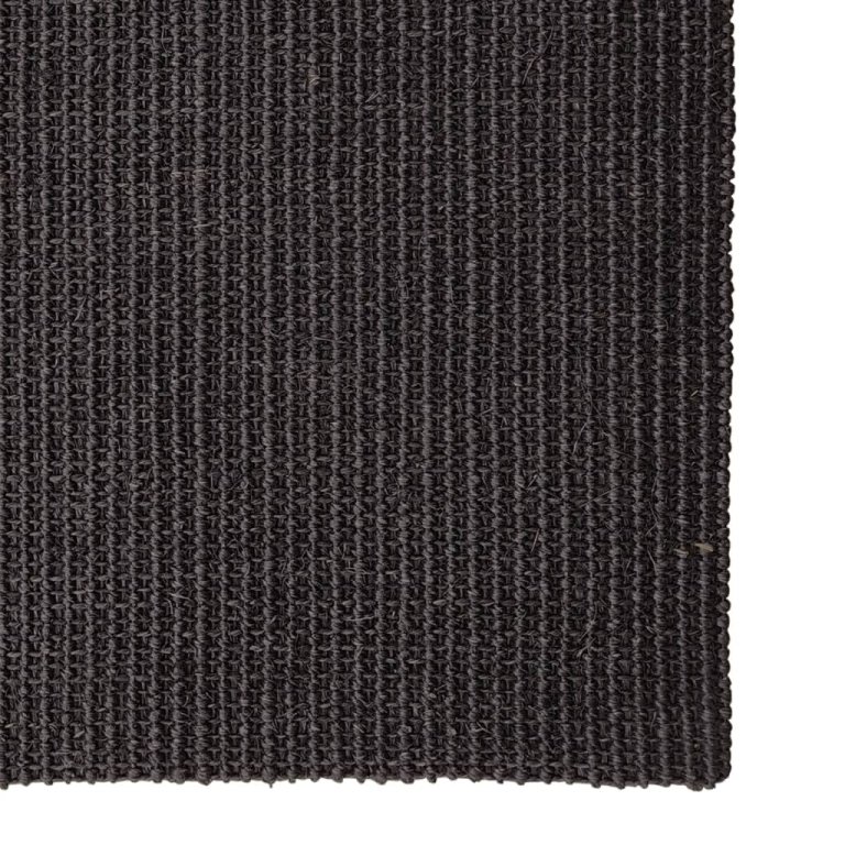 Covor din sisal natural, negru, 80x250 cm