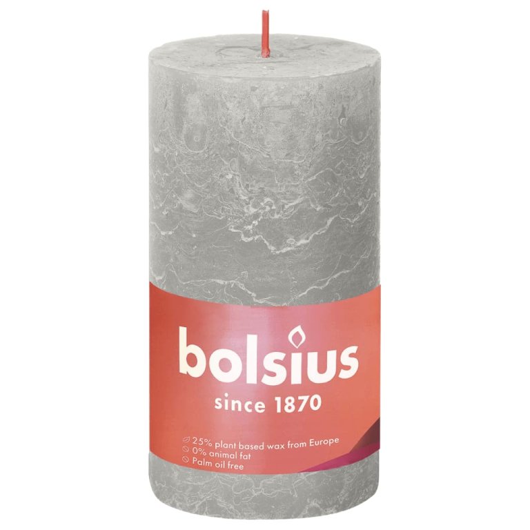 Bolsius Lumânări bloc rustice Shine, 4 buc., gri nisipiu, 130x68 mm