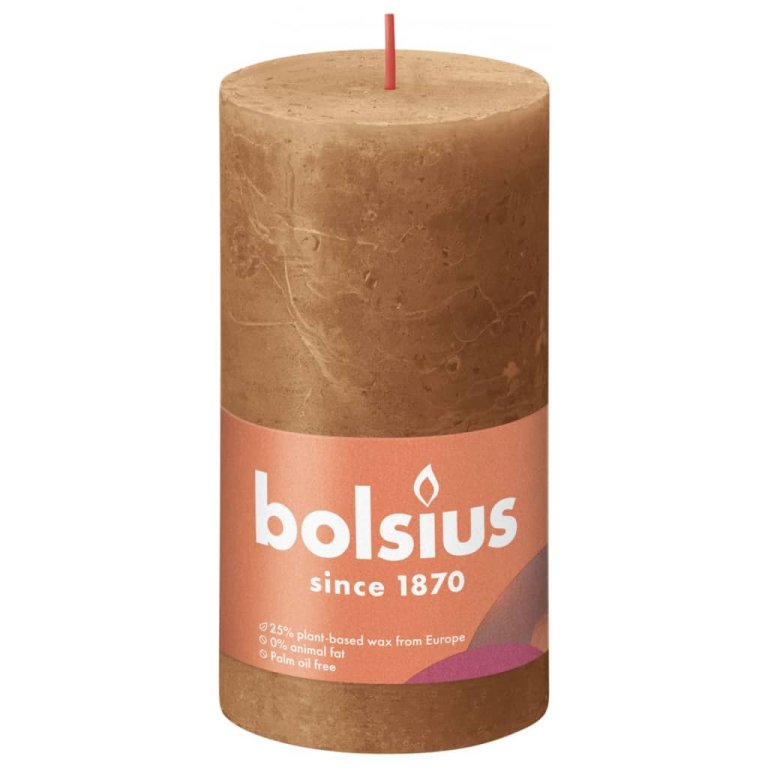 Bolsius Lumânări bloc rustice Shine, 4 buc., maro condiment, 130x68 mm