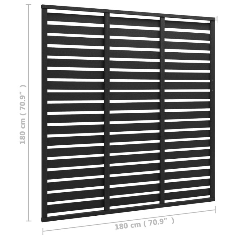 Panou de gard, negru, 180x180 cm, WPC