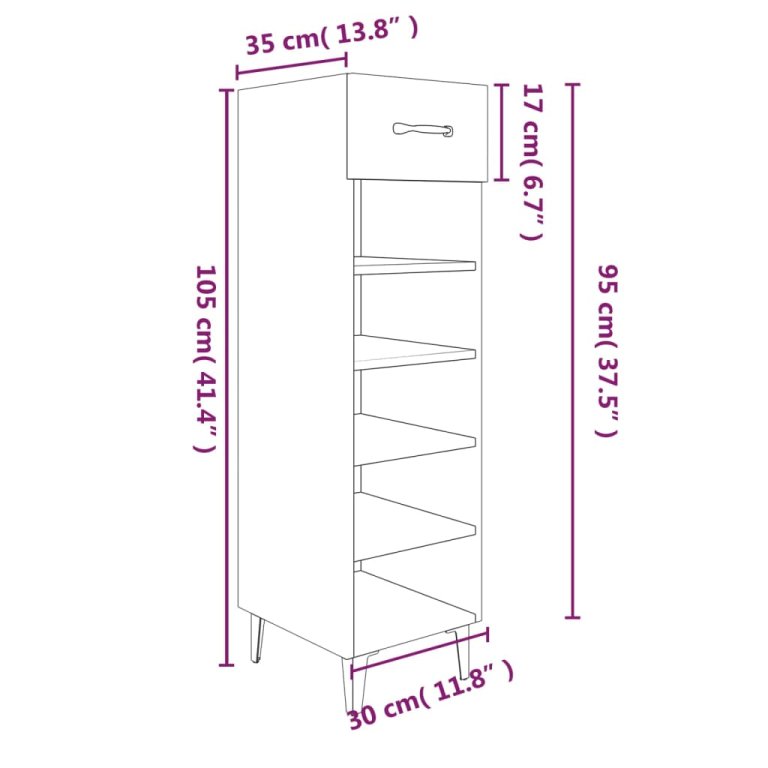 Pantofar, alb extralucios, 30x35x105 cm, lemn prelucrat