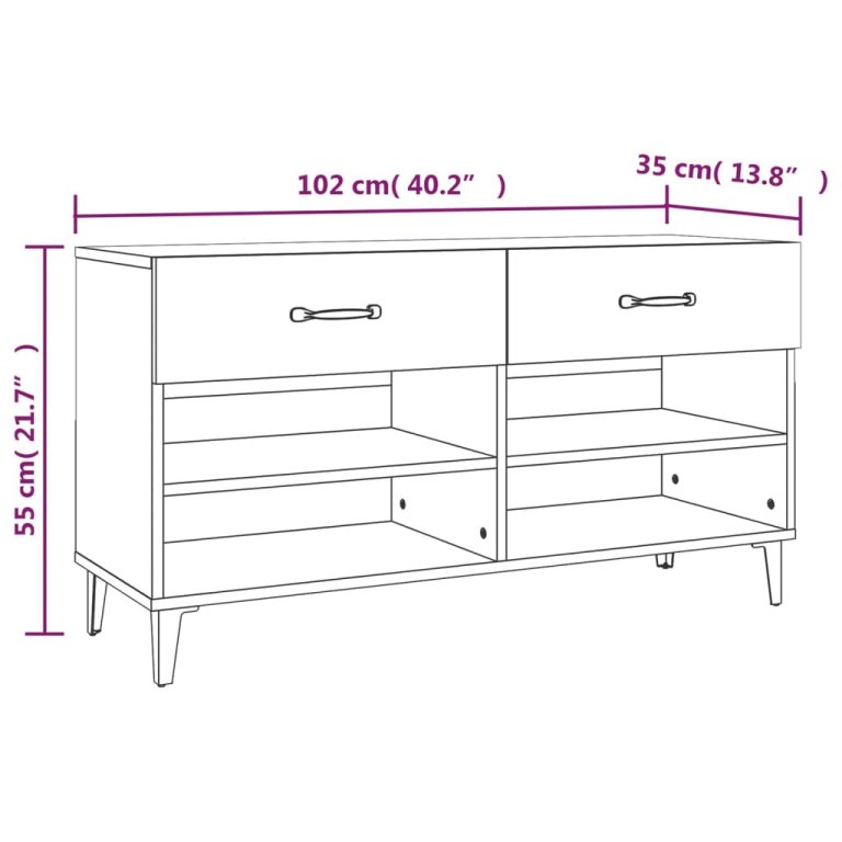 Pantofar, negru, 102x35x55 cm, lemn compozit