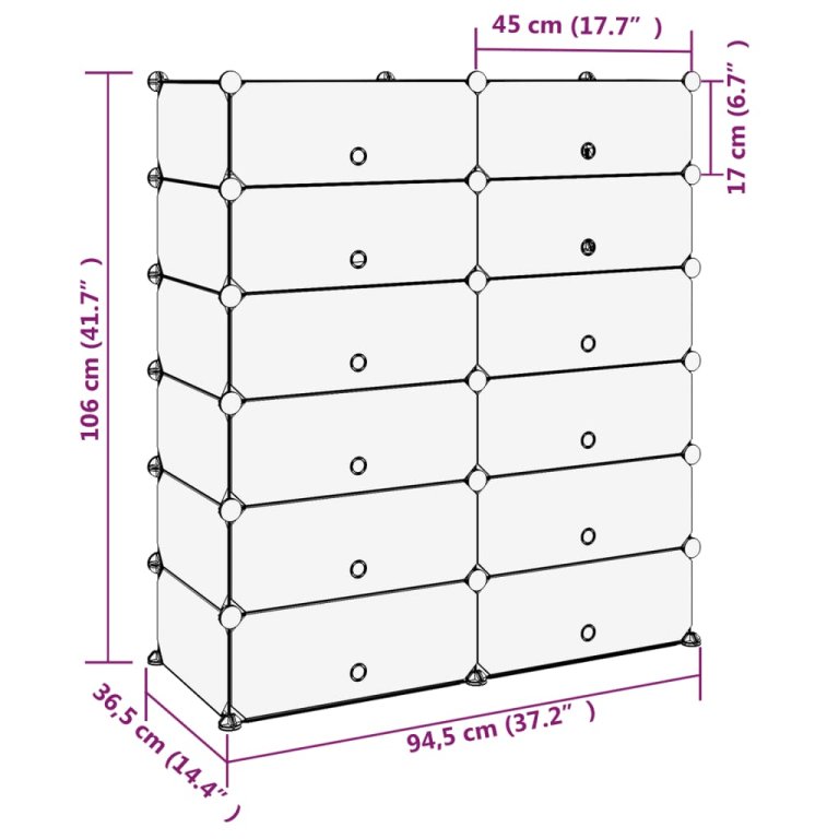 Suport de pantofi, negru, 94,5x36,5x106 cm, PP