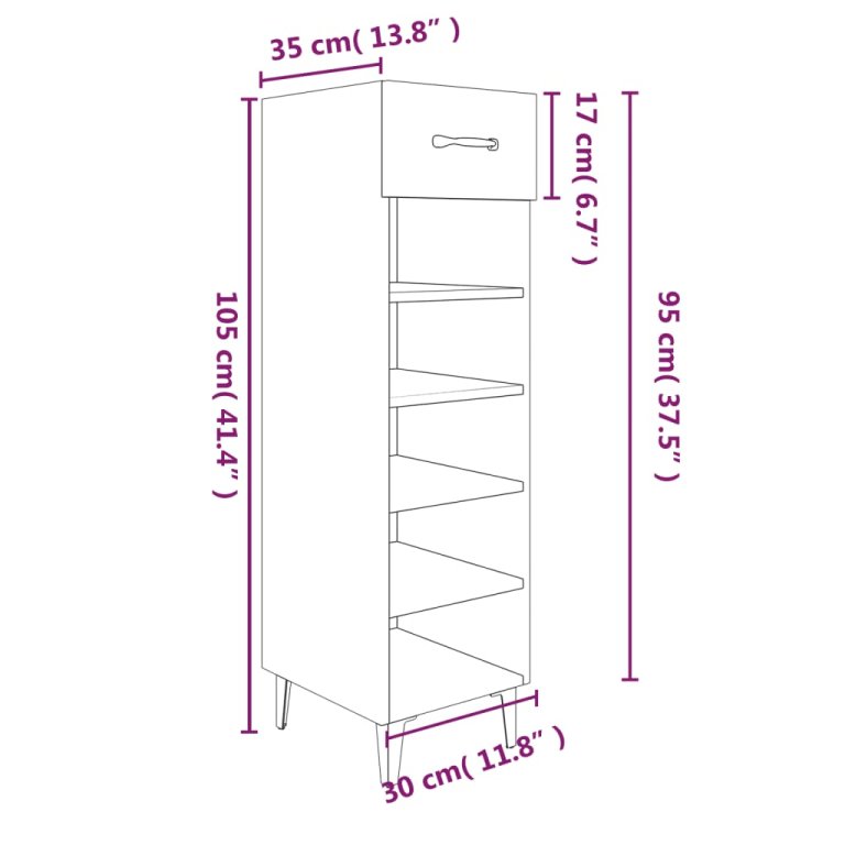 Pantofar, alb, 30x35x105 cm, lemn compozit