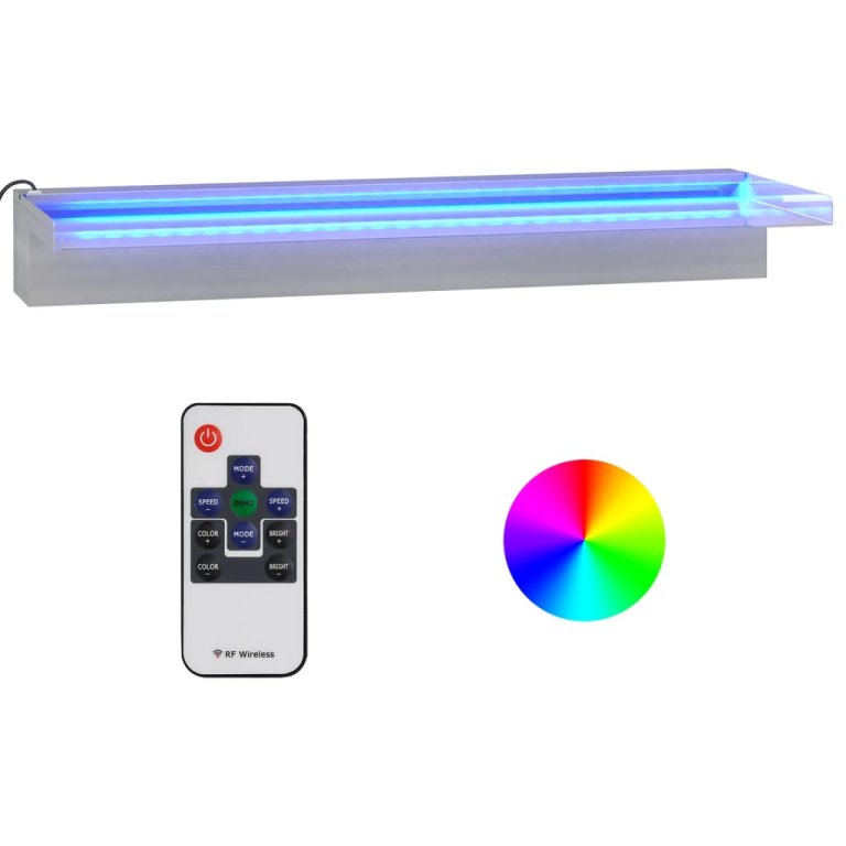 Deversor de cascadă cu LED-uri RGB, 60 cm, oțel inoxidabil