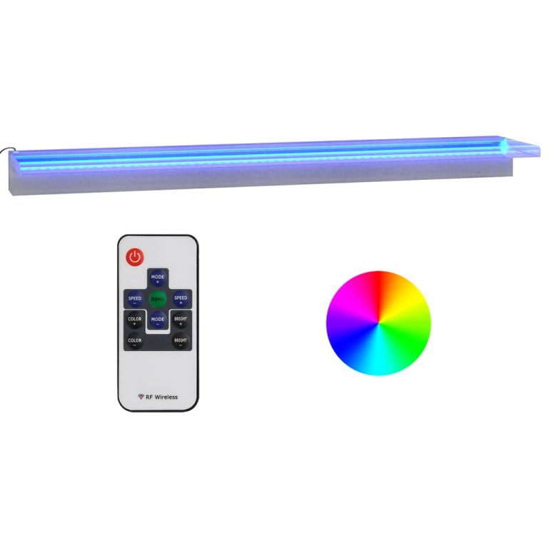 Deversor de cascadă cu LED-uri RGB, 108 cm, oțel inoxidabil