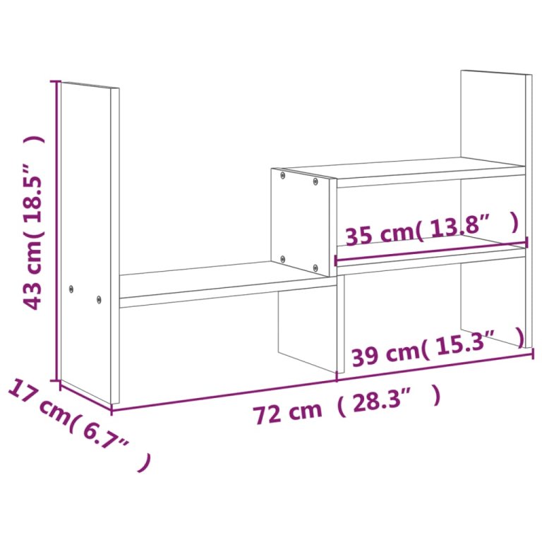 Suport pentru monitor, negru, (39-72)x17x43 cm, lemn masiv pin