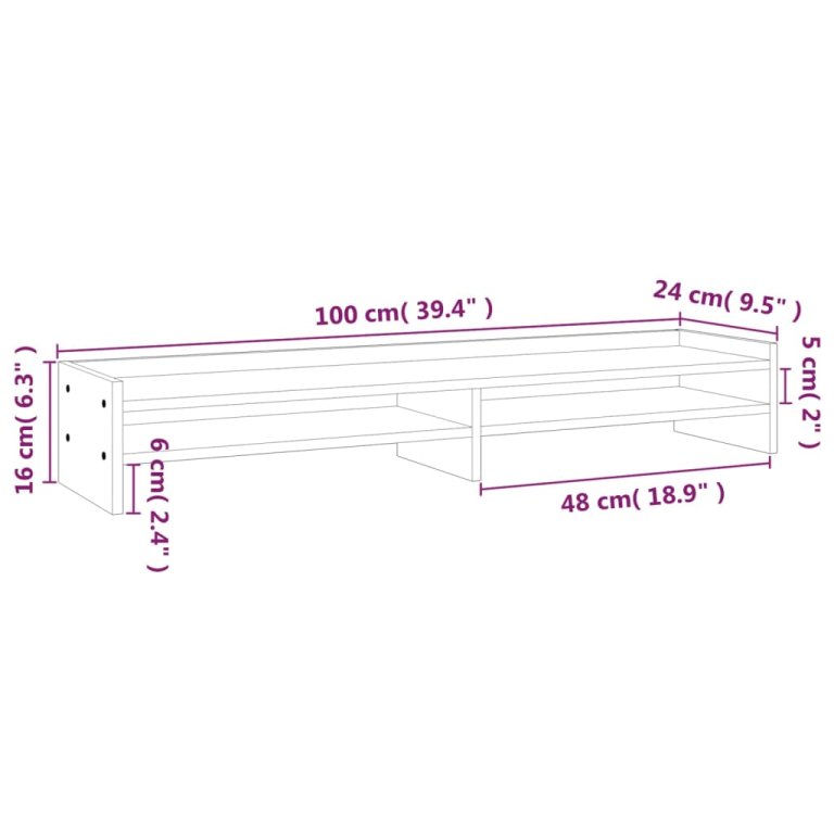 Suport pentru monitor, maro miere, 100x24x16 cm, lemn masiv pin