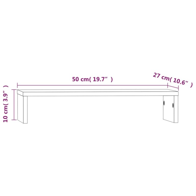 Suport pentru monitor, 50x27x10 cm, lemn masiv de pin