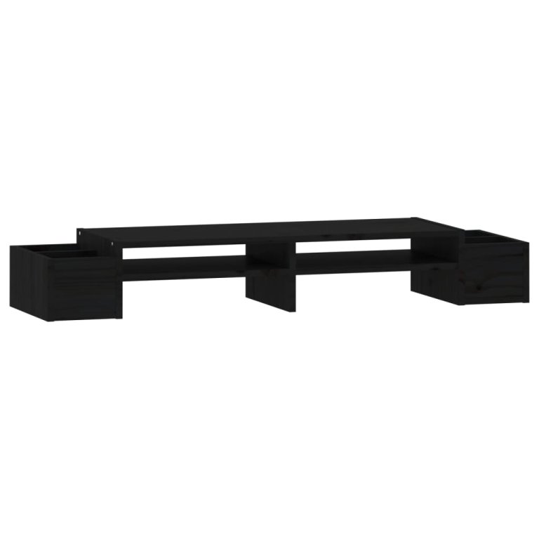 Suport pentru monitor, negru, 100x27,5x15 cm, lemn masiv de pin