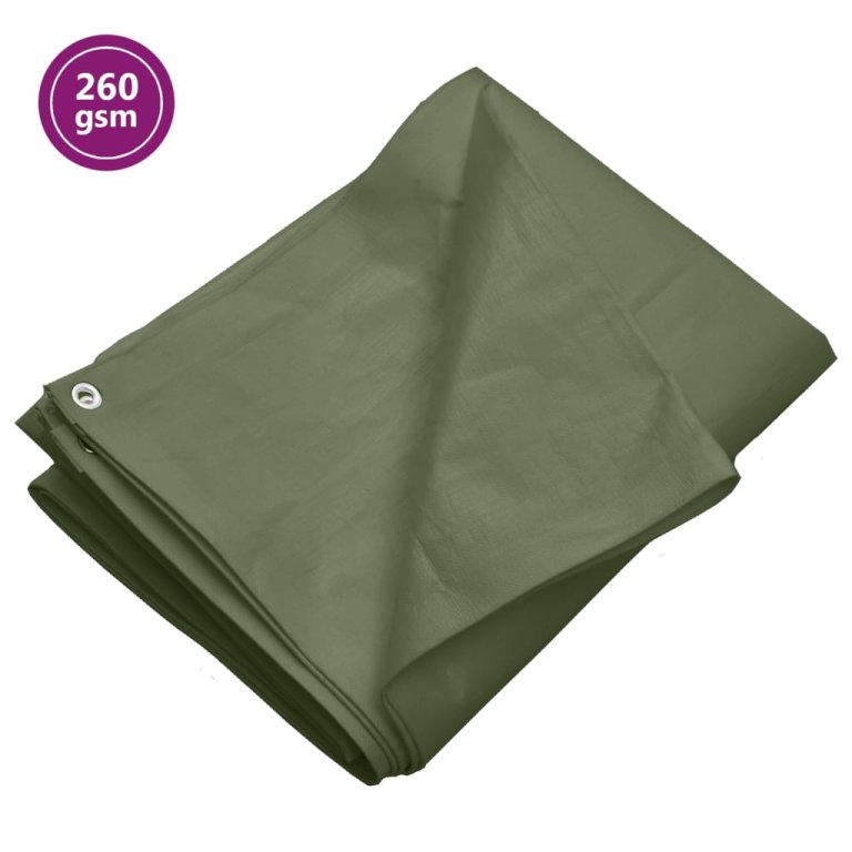 Prelată 260 g/m², verde, 3x5 m, HDPE