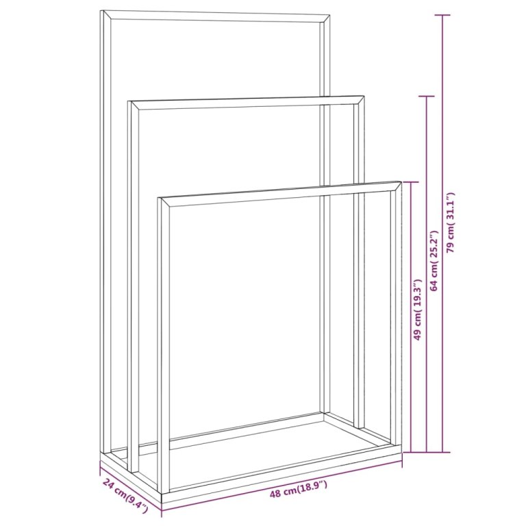 Suport de prosoape autonom, negru, 48x24x79 cm, fier