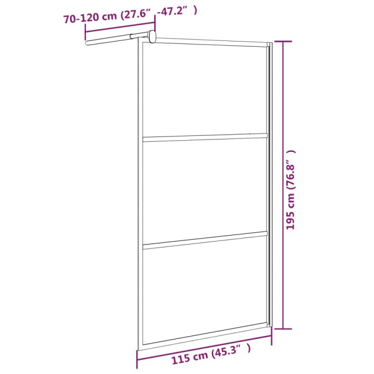 Paravan duș walk-in negru 115x195 cm sticlă ESG culoare închisă