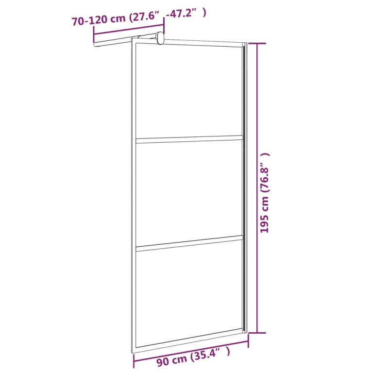 Paravan duș walk-in negru 90x195 cm sticlă ESG culoare închisă