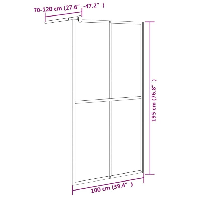 Paravan duș walk-in, 100x195 cm, sticlă securizată închisă