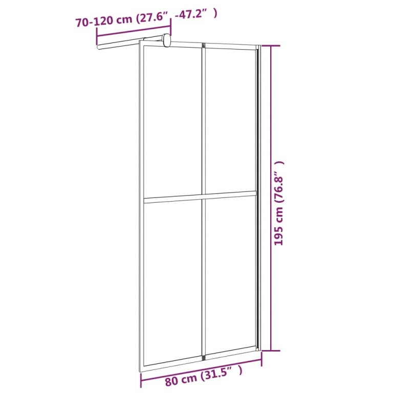 Paravan duș walk-in 80x195 cm sticlă securizată culoare închisă