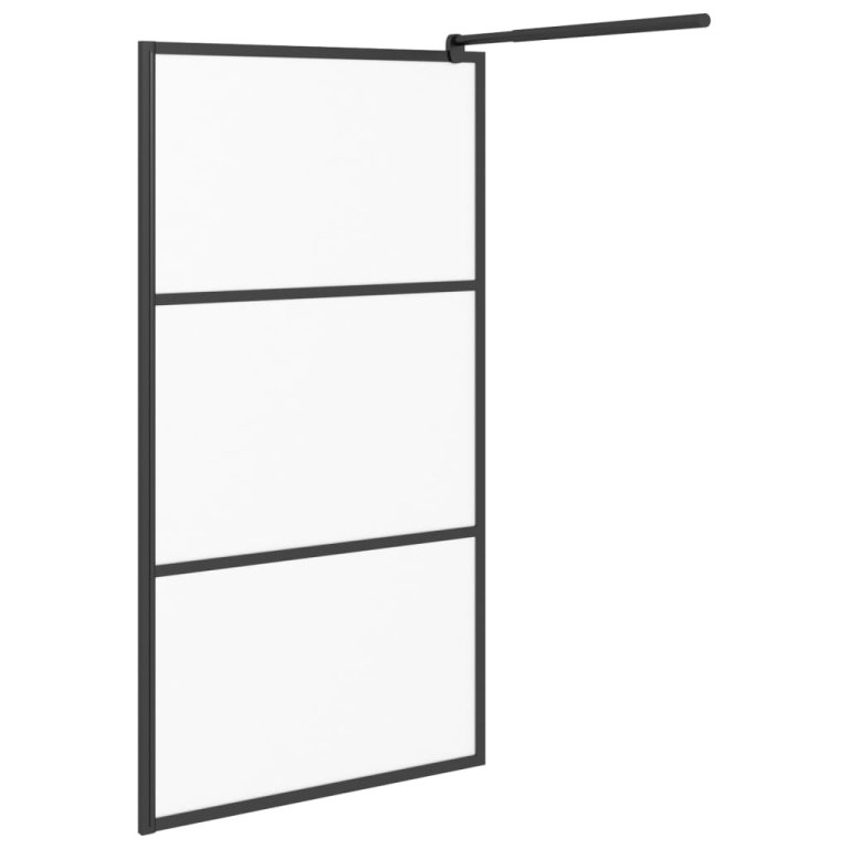 Perete cabină duș walk-in negru 100x195 cm sticlă ESG semi-mată