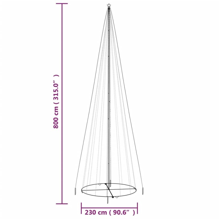 Brad de Crăciun conic, 1134 LED-uri, alb rece, 230x800 cm