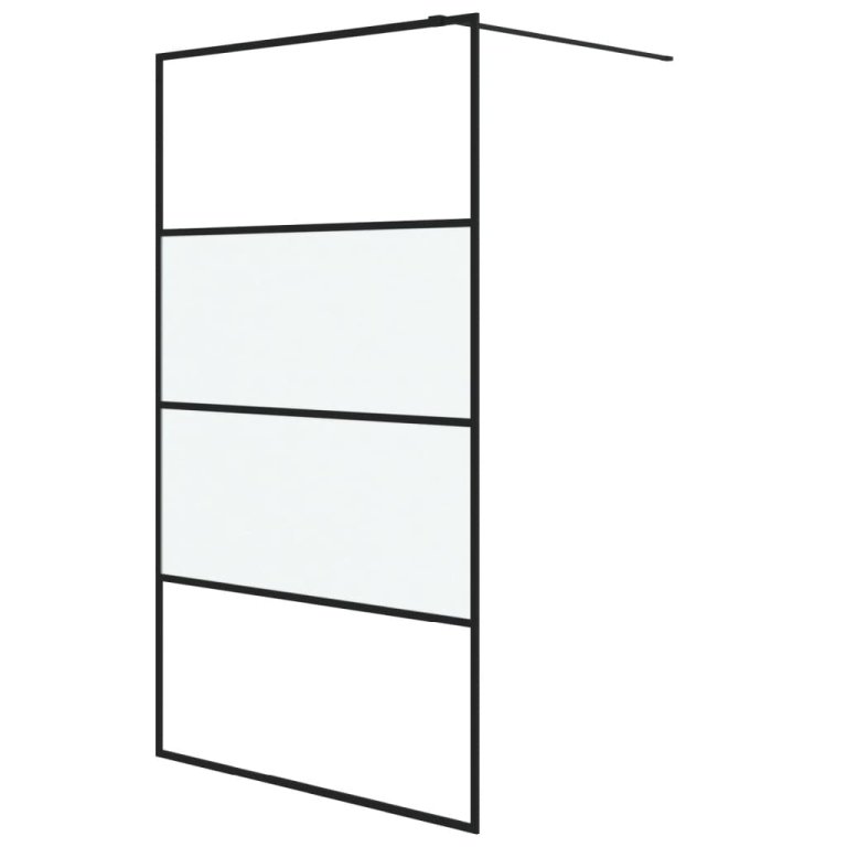 Perete cabină duș walk-in negru 115x195 cm sticlă ESG semi-mată