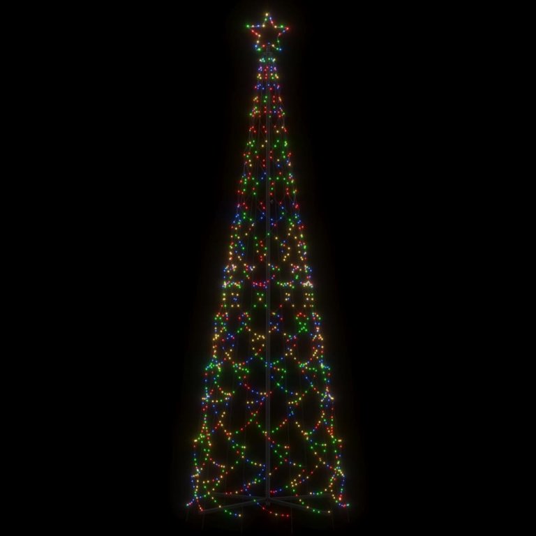 Brad de Crăciun conic, 500 LED-uri, multicolor, 100x300 cm