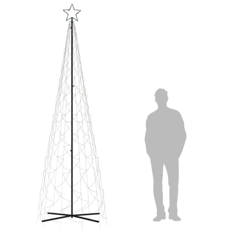 Brad de Crăciun conic, 500 LED-uri, multicolor, 100x300 cm