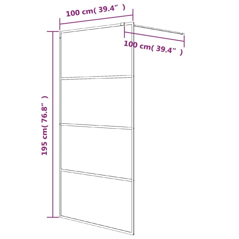 Paravan duș walk-in argintiu 100x195 cm sticlă ESG transparentă