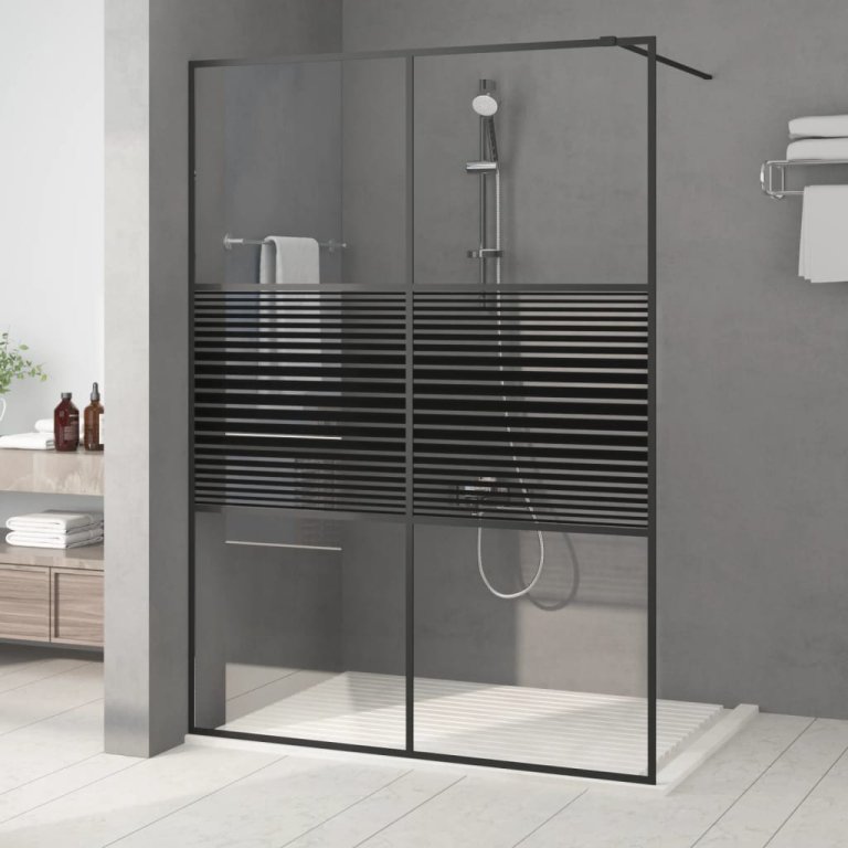 Paravan duș walk-in negru 140x195 cm sticlă ESG transparentă