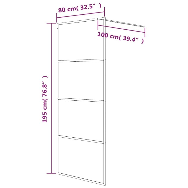 Paravan de duș walk-in, alb, 80x195 cm, sticlă ESG transparentă