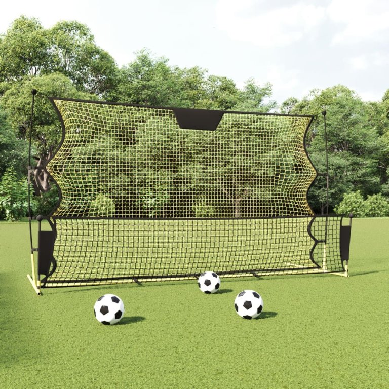 Plasă rebounder fotbal, negru și galben 183x85x120 cm poliester