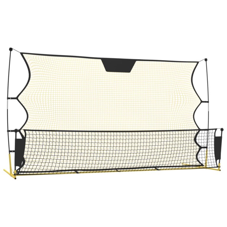 Plasă rebounder fotbal, negru și galben 183x85x120 cm poliester