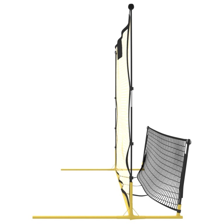 Plasă rebounder fotbal, negru și galben 183x85x120 cm poliester