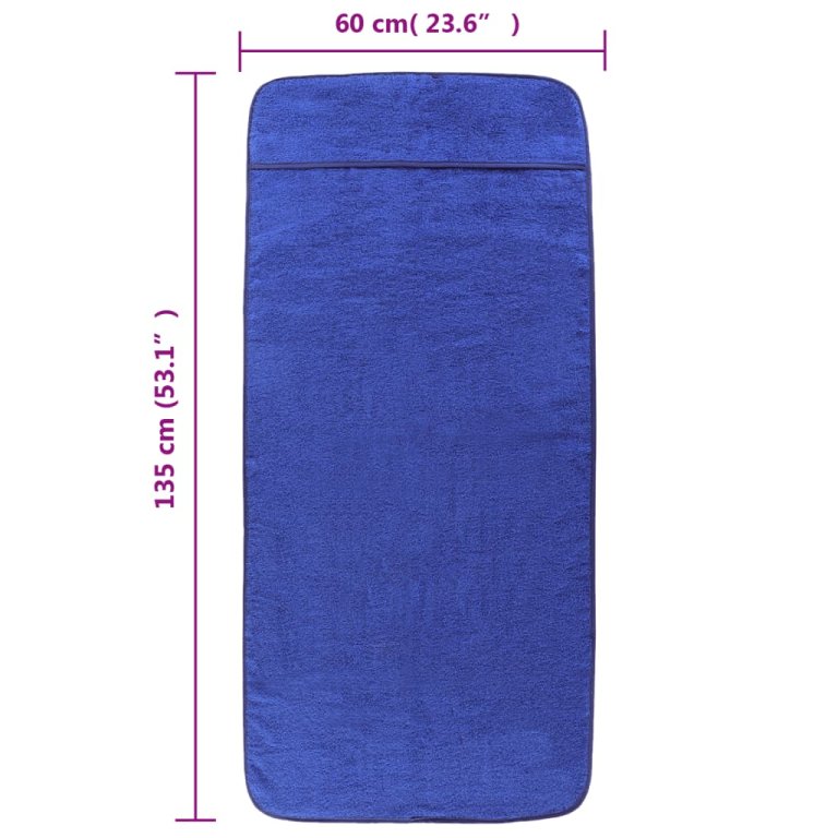 Prosoape de plajă, 2 buc., albastru, 60x135 cm, textil 400 GSM