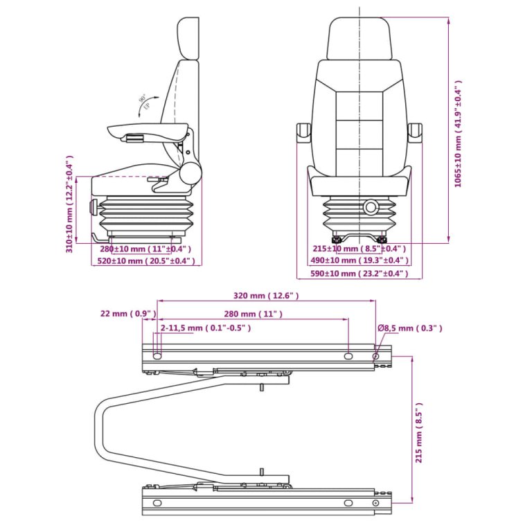 Scaun de tractor cu suspensie