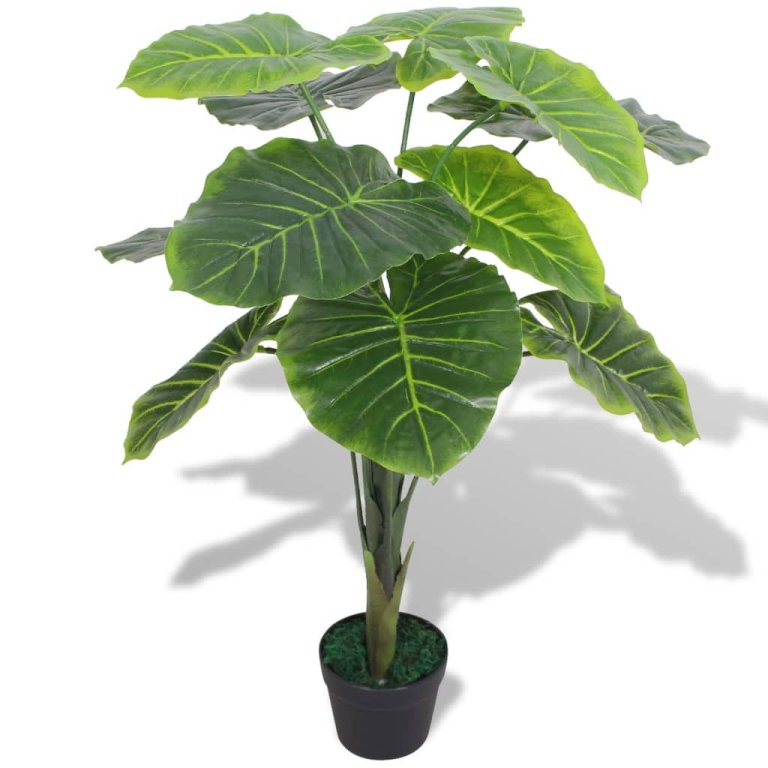 Plantă artificială Taro cu ghiveci, 85 cm, verde