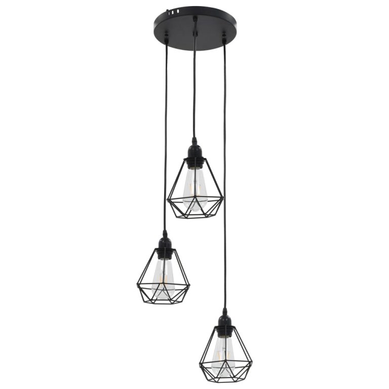 Lustră cu design diamant, negru, 3 x bec E27