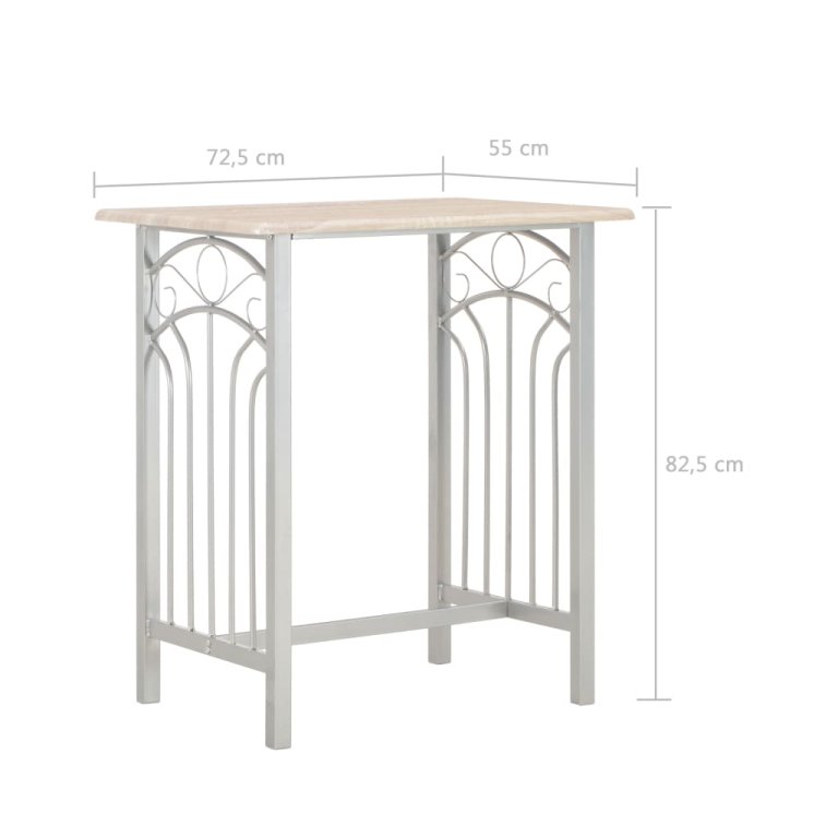 Set mobilier de bar, 3 piese, lemn și oțel