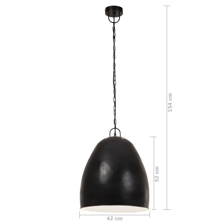 Lampă suspendată industrială, negru, 42 cm, rotund, 25 W, E27