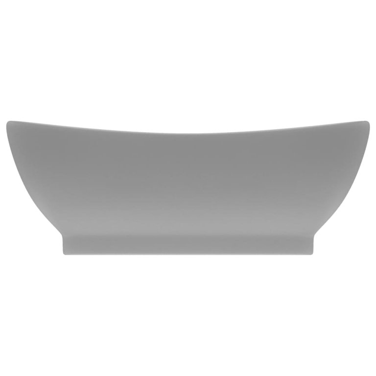 Chiuvetă lux cu preaplin gri deschis mat 58,5x39cm ceramic oval