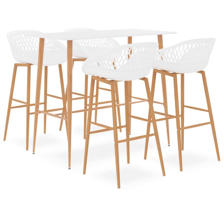 Set mobilier de bar, 5 piese, alb