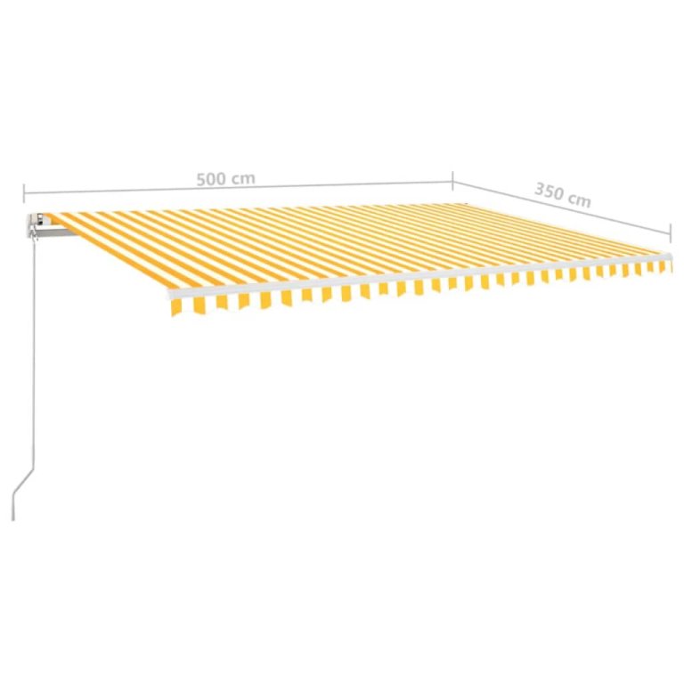 Copertină retractabilă manual, galben și alb, 500x350 cm