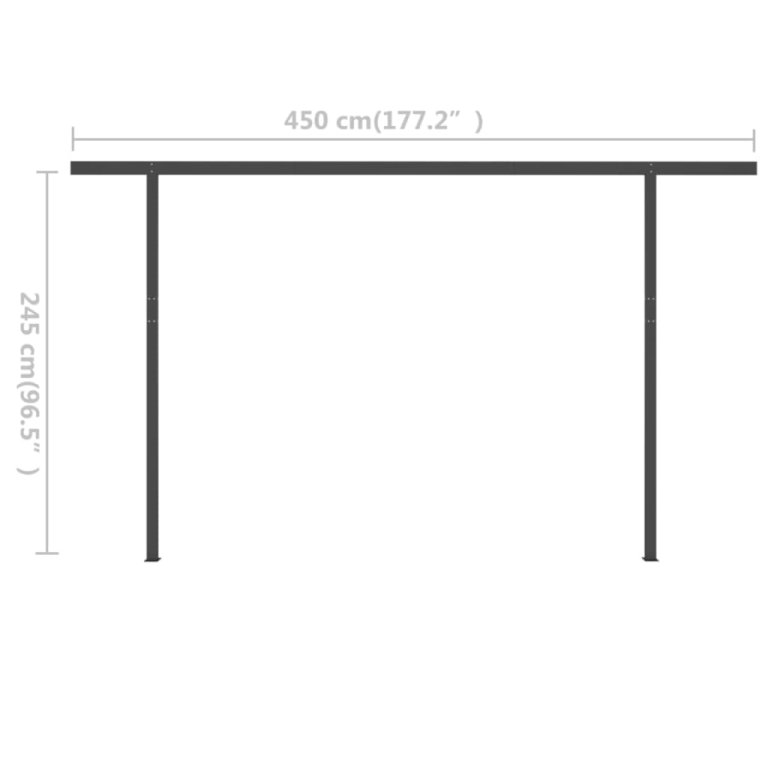 Copertină retractabilă manual, cu stâlpi, albastru/alb, 4x3 m