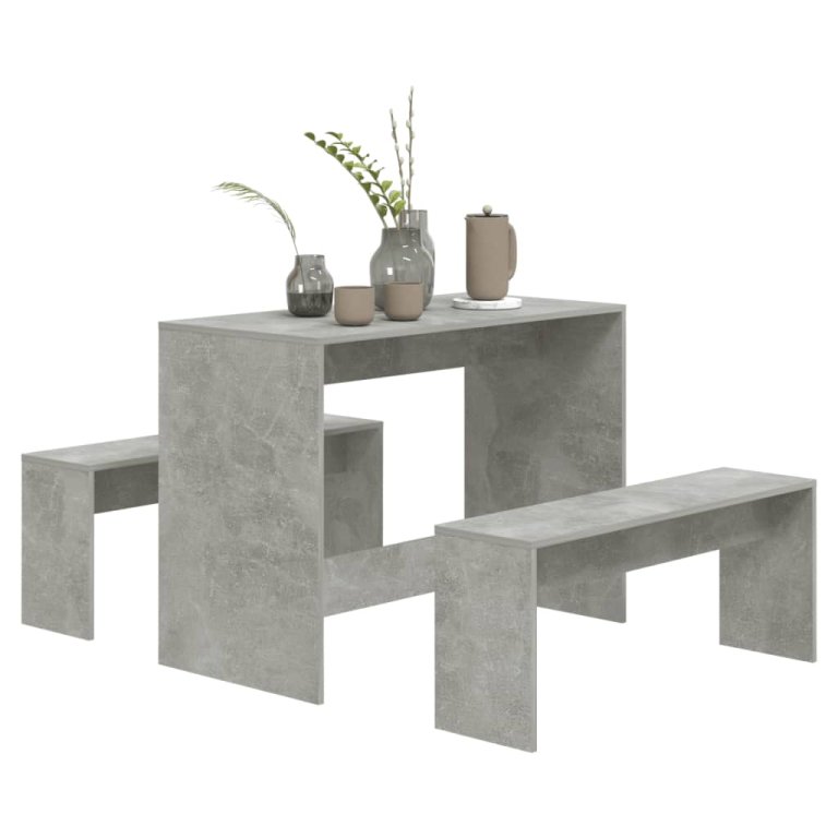 Set mobilier de bucătărie, 3 piese, gri beton, PAL