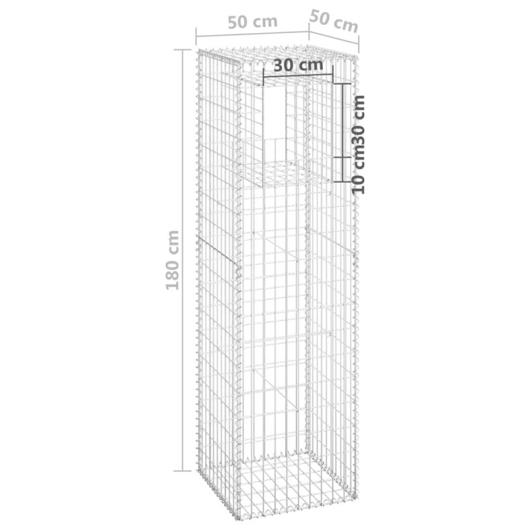 Stâlpi tip coș gabion, 2 buc., 50x50x180 cm, fier