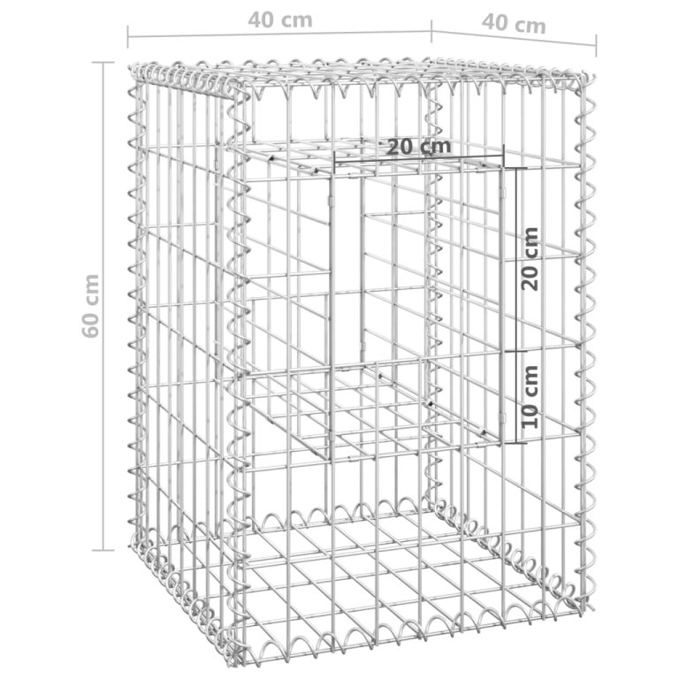 Stâlpi tip coș gabion, 2 buc., 40x40x60 cm, fier