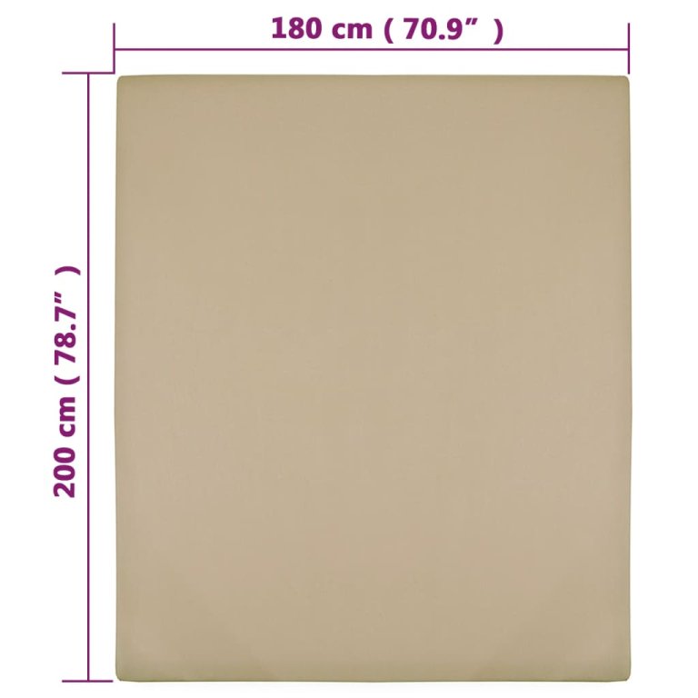 Cearșaf de pat cu elastic, gri taupe, 180x200 cm, bumbac