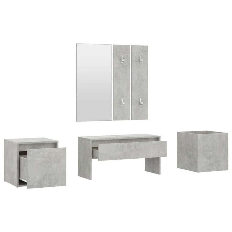 Set de mobilier pentru hol, gri beton, lemn prelucrat