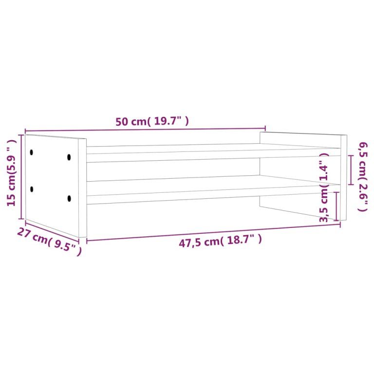 Suport pentru monitor, 50x27x15 cm, lemn masiv de pin