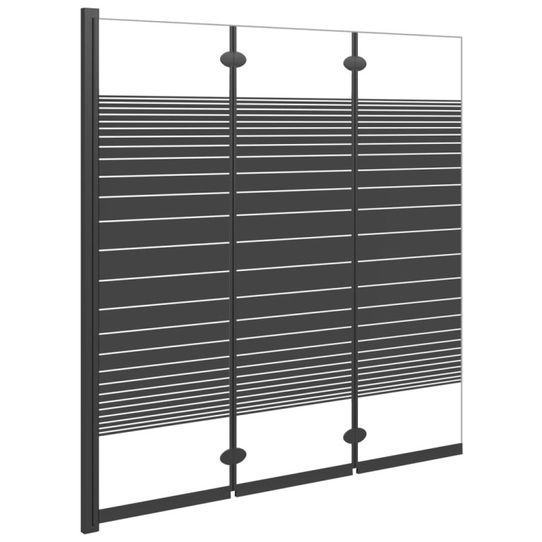 Cabină de duș pliabilă, 3 panouri, negru, 130x130 cm, ESG