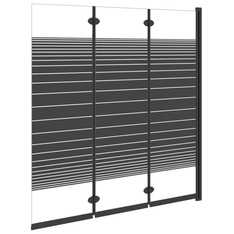 Cabină de duș pliabilă, 3 panouri, negru, 130x130 cm, ESG