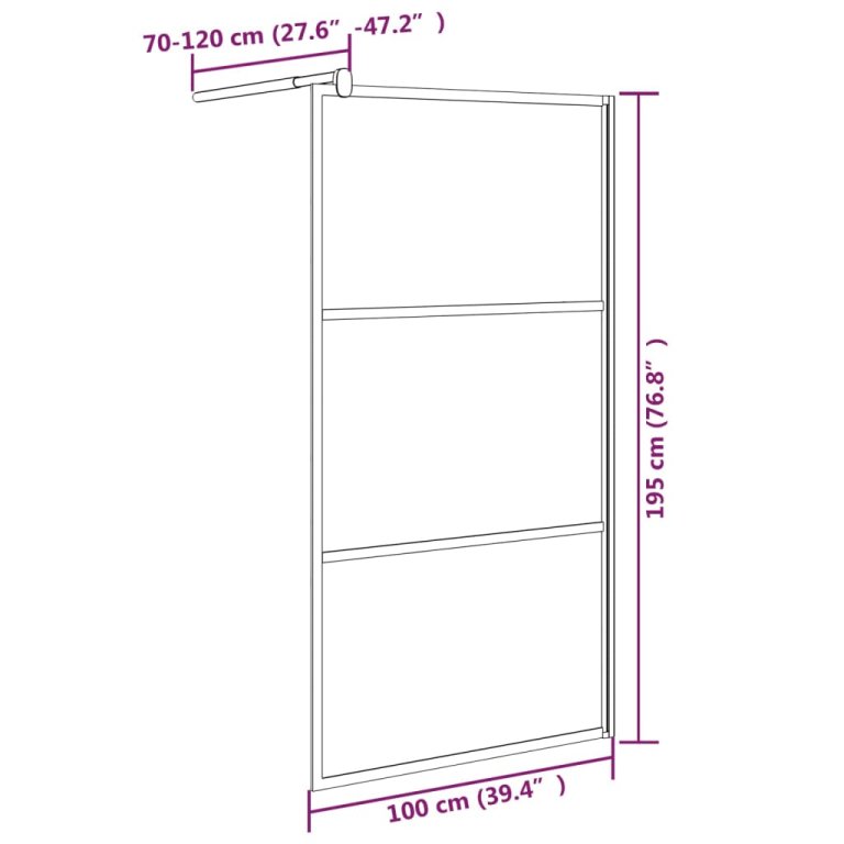 Paravan duș walk-in negru 100x195 cm sticlă ESG culoare închisă